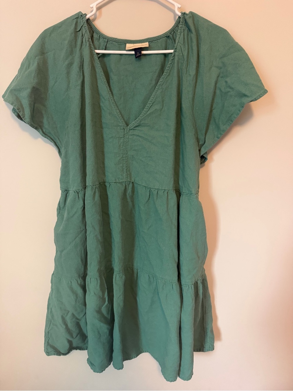 Universal Thread Sage Green Tiered V-Neck Dress
